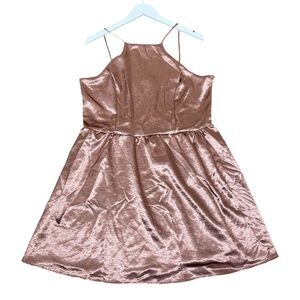 NWT CHARLOTTE RUSSE Cocktail Party Babydoll Crushed Velvet Lined Dress Pink XL